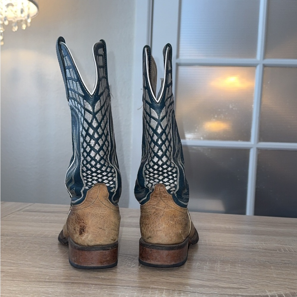 Anderson Bean Horse Power Boys Western Cowboy Blue Boots Size 4‎ - Picture 4 of 8